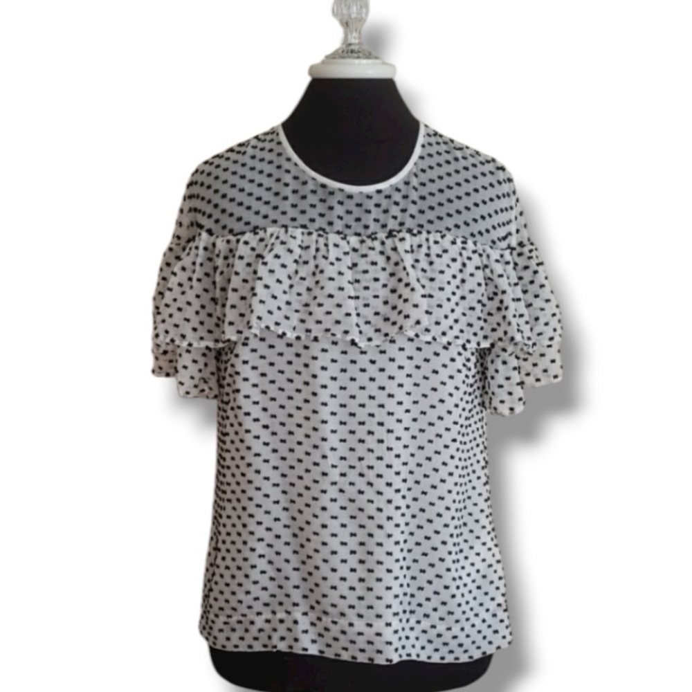 J. Crew Size 6 Polka-dot Ruffle Blouse EUC
